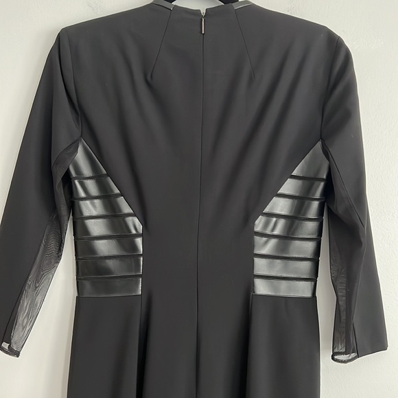 New VTG Rachel Roy Wool Leather Signature Stretch Sheath Black Mini Dress 6 M - Picture 13 of 17